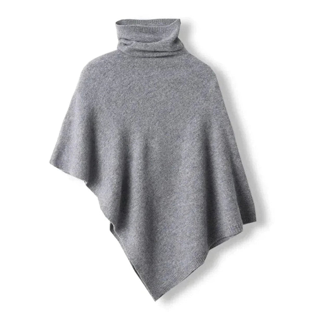 Olivia | Women's Asymmetric Roll Neck Knitted Poncho Jumper Cape