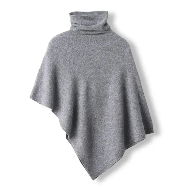 Olivia | Women's Asymmetric Roll Neck Knitted Poncho Jumper Cape