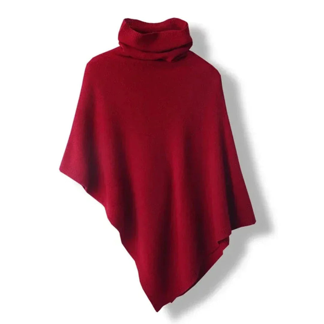 Olivia | Women's Asymmetric Roll Neck Knitted Poncho Jumper Cape