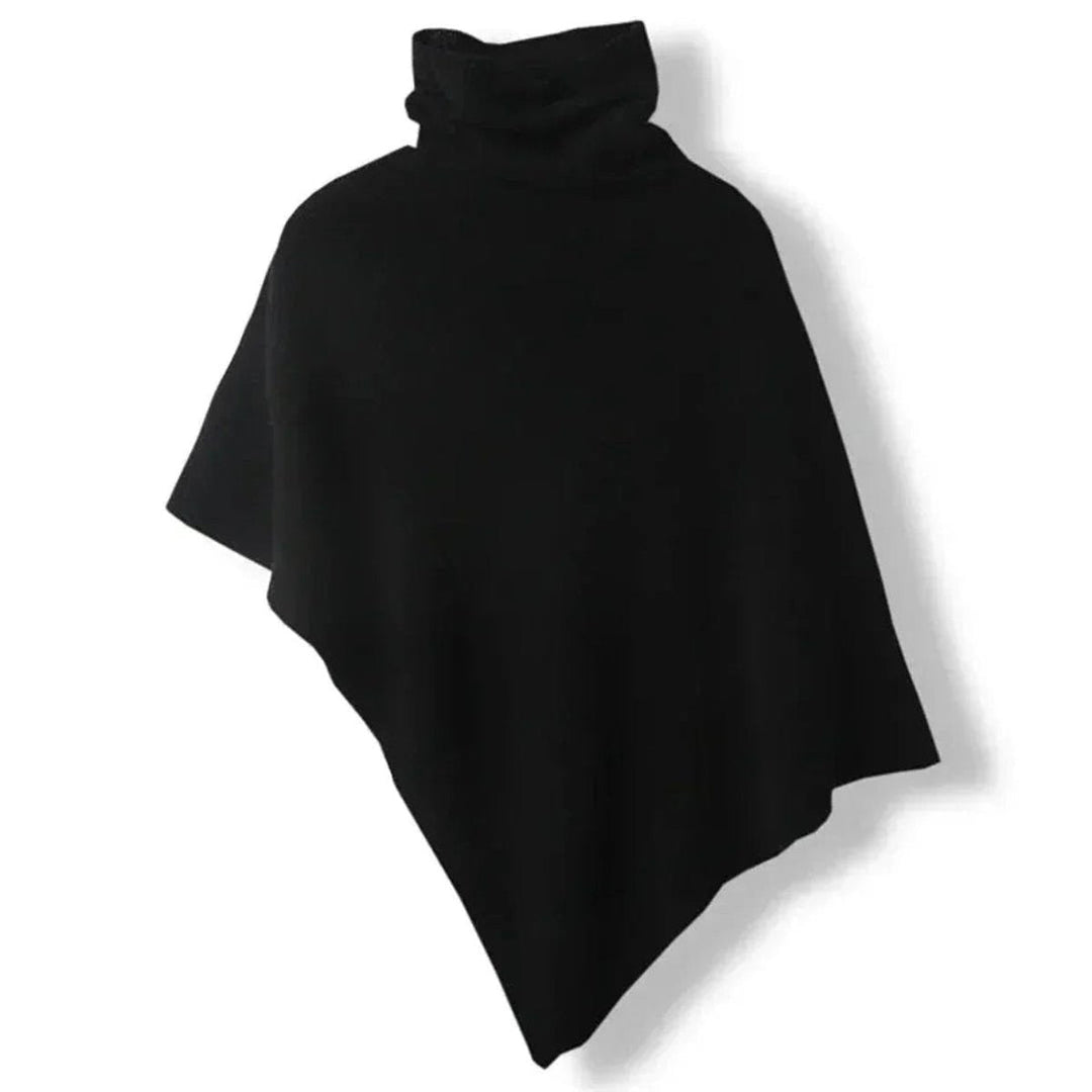 Olivia | Women's Asymmetric Roll Neck Knitted Poncho Jumper Cape
