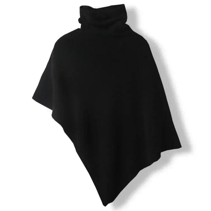 Olivia | Women's Asymmetric Roll Neck Knitted Poncho Jumper Cape