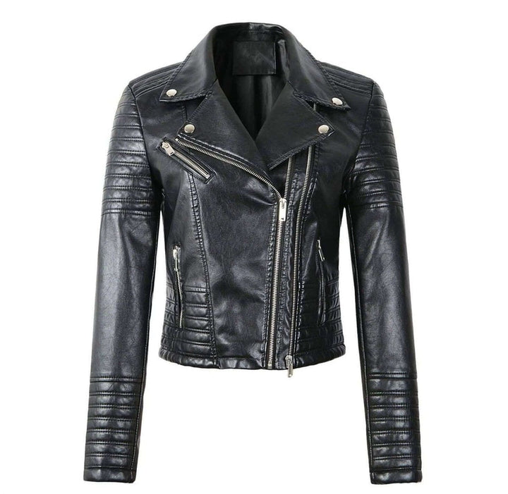 Freya | Women's Asymmetric-Zip Faux Leather Biker Coat Jacket