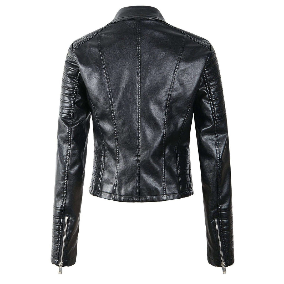 Freya | Women's Asymmetric-Zip Faux Leather Biker Coat Jacket