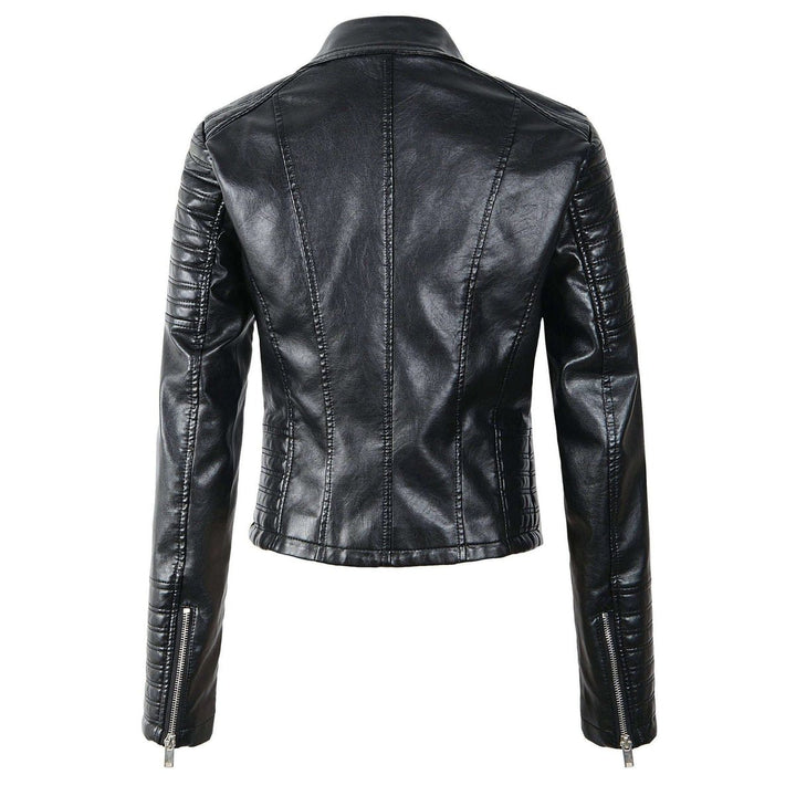 Freya | Women's Asymmetric-Zip Faux Leather Biker Coat Jacket