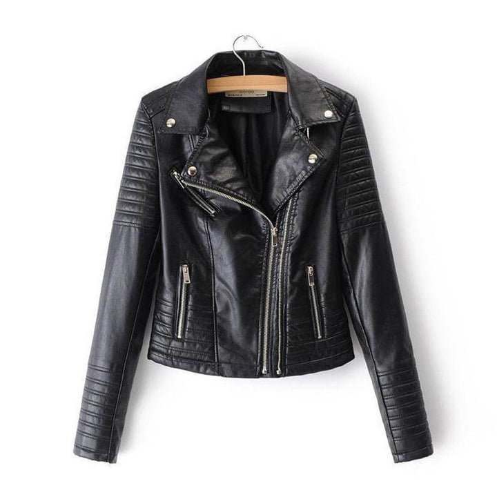 Freya | Women's Asymmetric-Zip Faux Leather Biker Coat Jacket