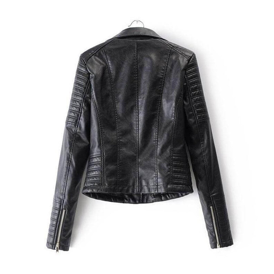 Freya | Women's Asymmetric-Zip Faux Leather Biker Coat Jacket