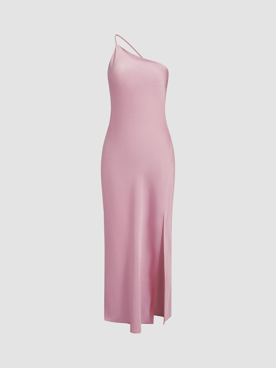 Ivy | Women's Backless Satin Slip Midi Party Dress Open Back Slit