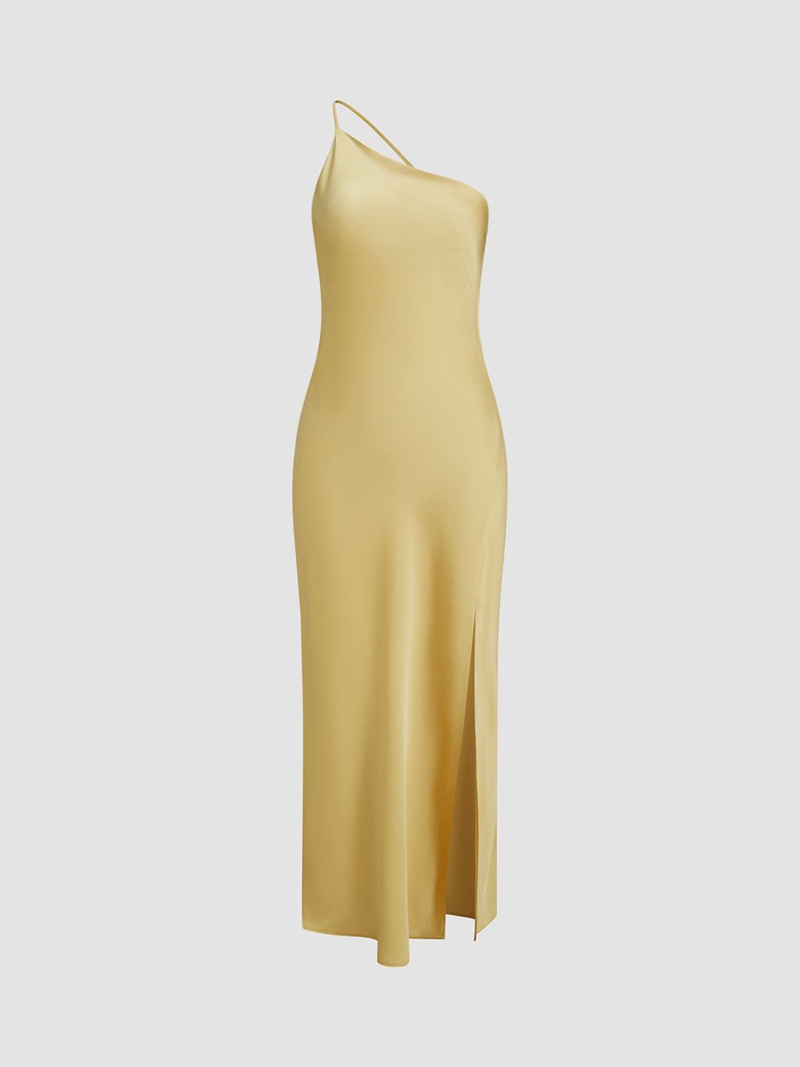 Ivy | Women's Backless Satin Slip Midi Party Dress Open Back Slit