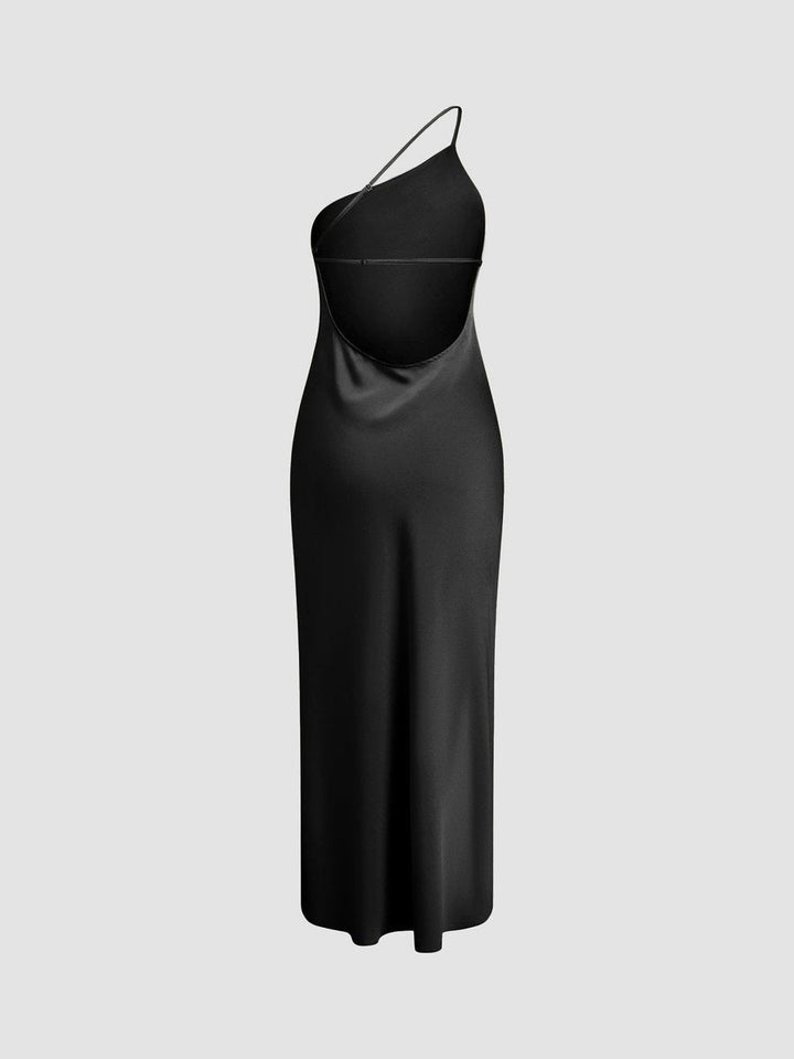 Ivy | Women's Backless Satin Slip Midi Party Dress Open Back Slit