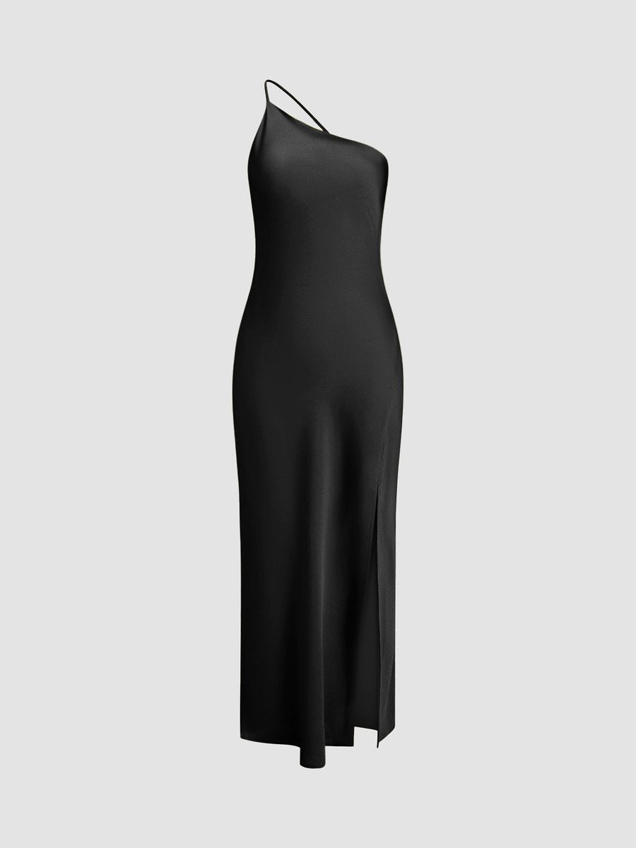 Ivy | Women's Backless Satin Slip Midi Party Dress Open Back Slit