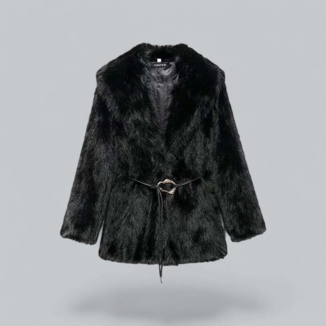 Grace | Women's Belted Faux Fur Midi Coat Plush Winter Jacket