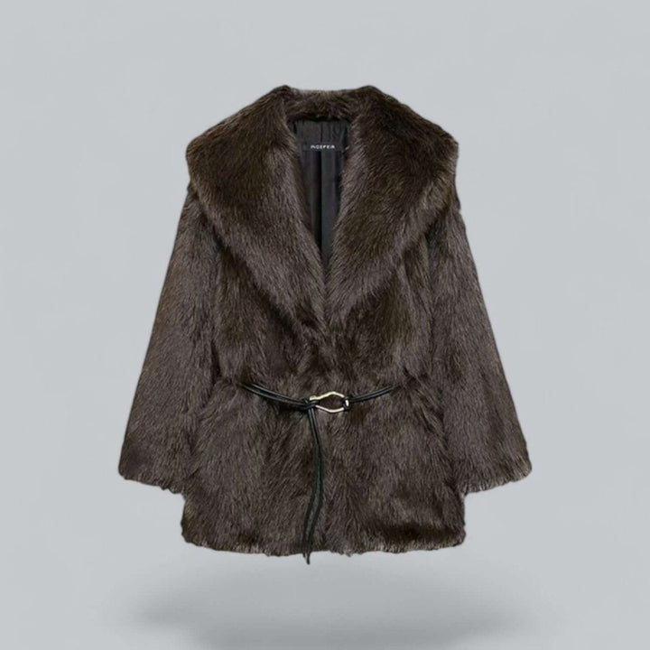 Grace | Women's Belted Faux Fur Midi Coat Plush Winter Jacket