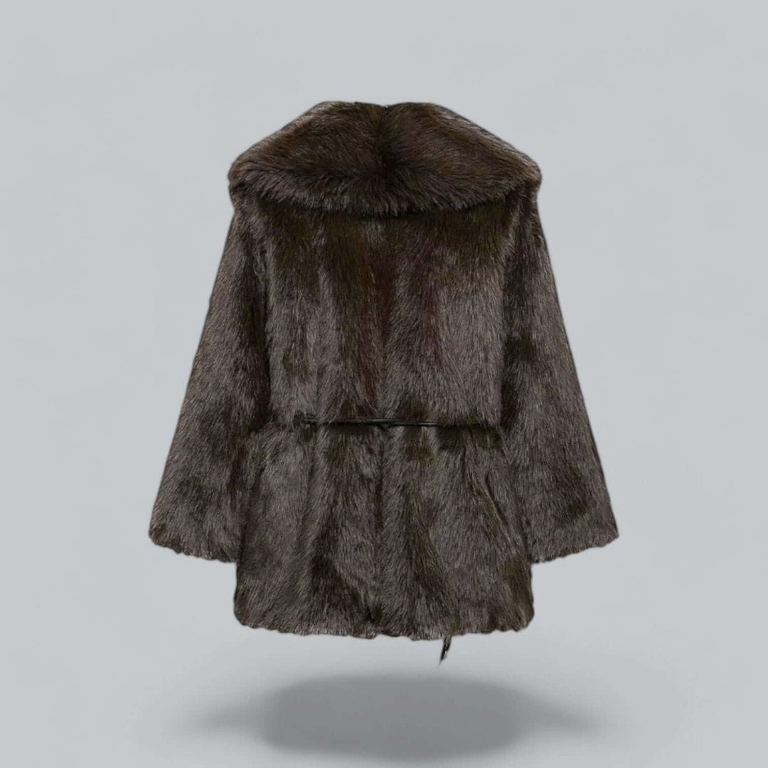 Grace | Women's Belted Faux Fur Midi Coat Plush Winter Jacket