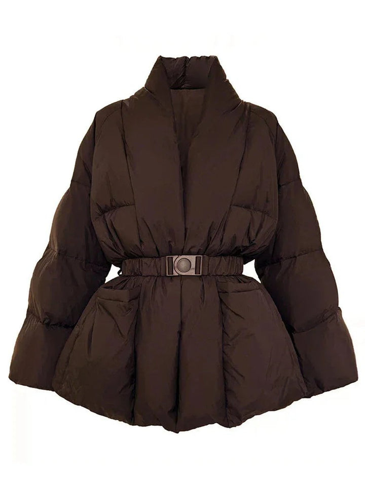 Isla | Women's Belted Padded Ladies Puffer Jacket Stand-Up Collar