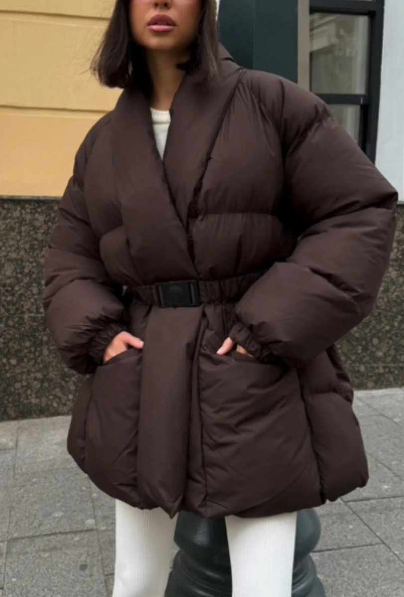 Isla | Women's Belted Padded Ladies Puffer Jacket Stand-Up Collar