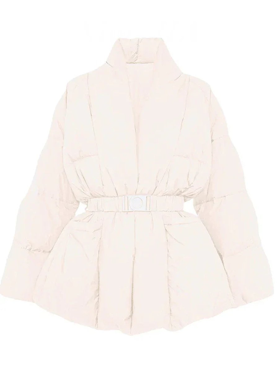 Isla | Women's Belted Padded Ladies Puffer Jacket Stand-Up Collar