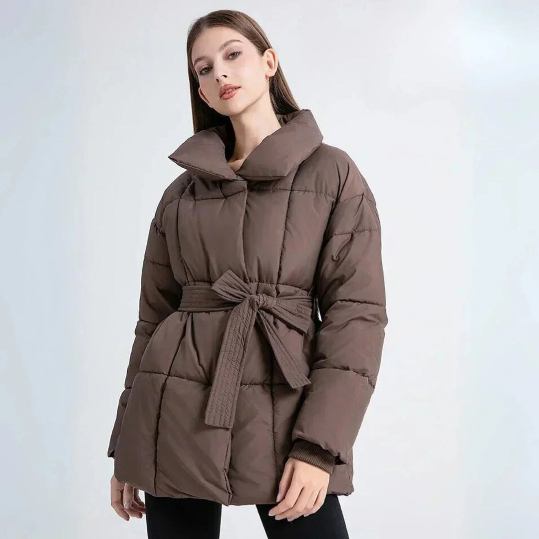 Willow | Women's Belted Quilted Ladies Puffer Jacket Stand Collar Coat
