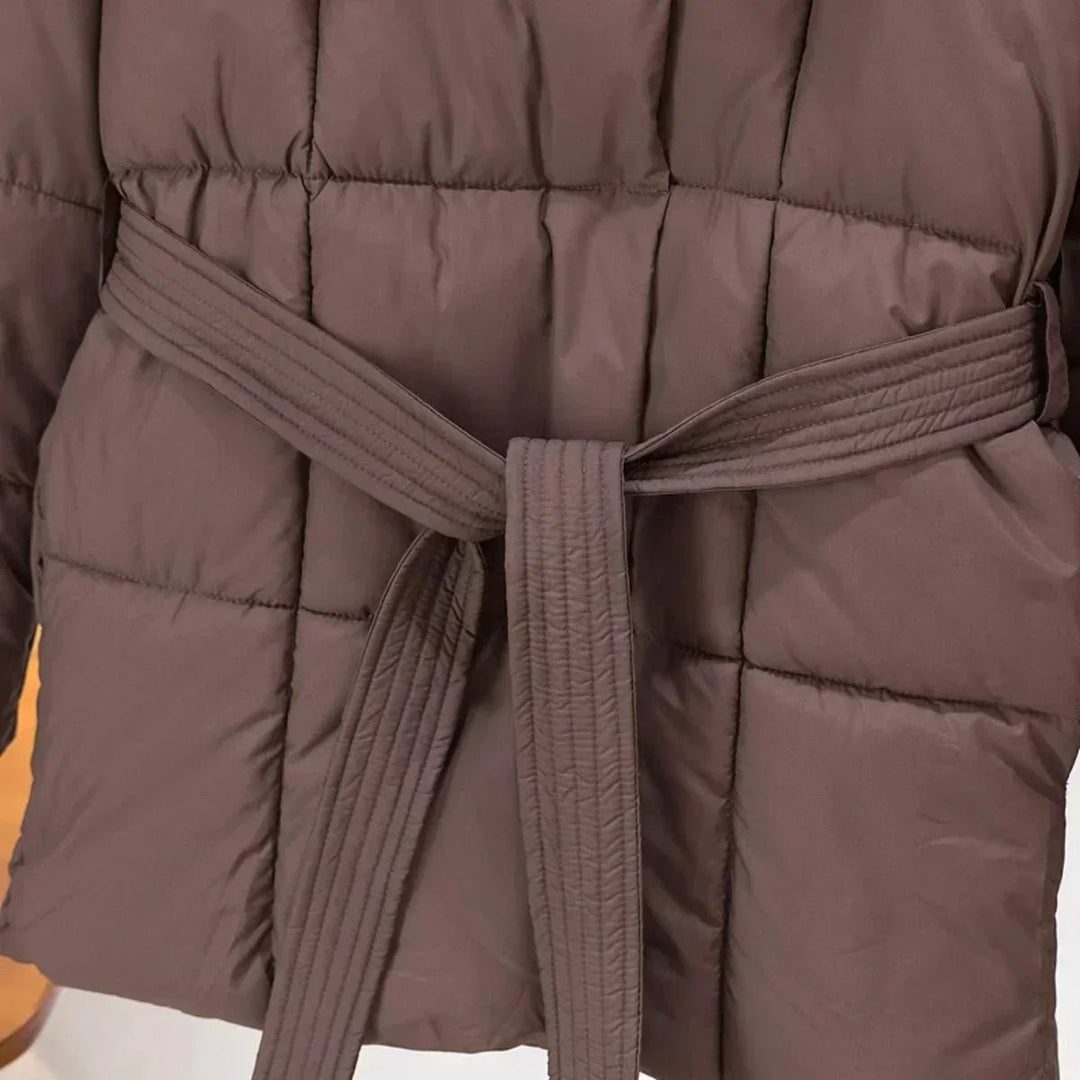 Willow | Women's Belted Quilted Ladies Puffer Jacket Stand Collar Coat