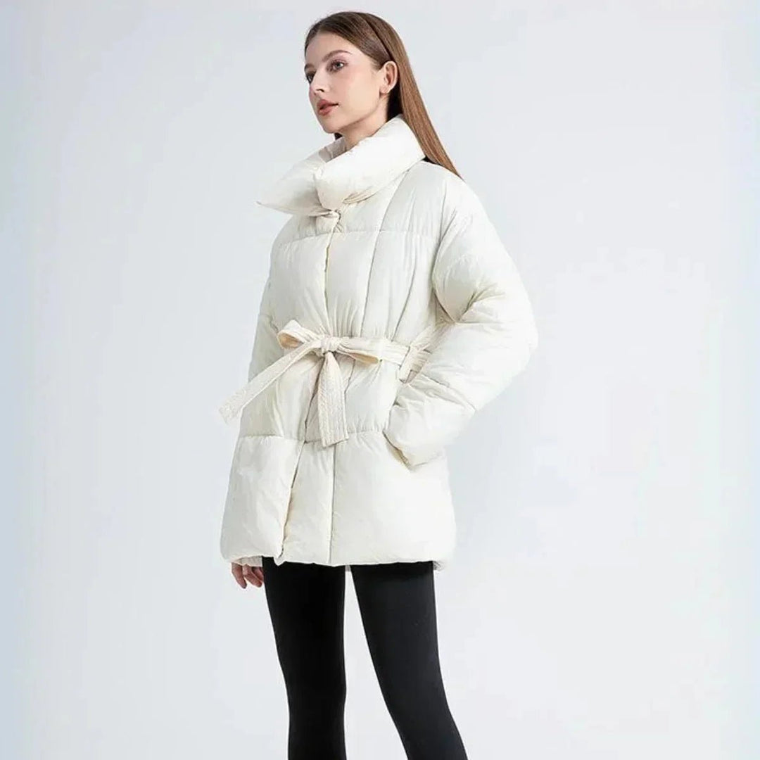 Willow | Women's Belted Quilted Ladies Puffer Jacket Stand Collar Coat