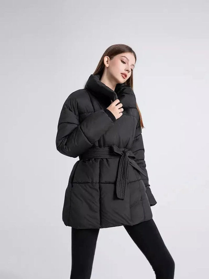 Willow | Women's Belted Quilted Ladies Puffer Jacket Stand Collar Coat