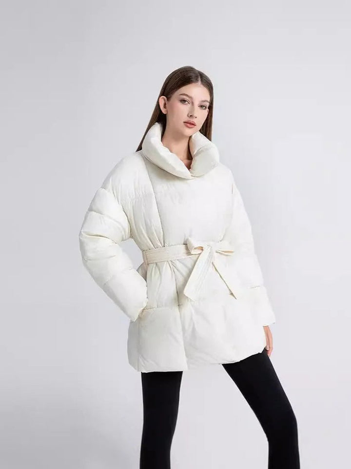 Willow | Women's Belted Quilted Ladies Puffer Jacket Stand Collar Coat