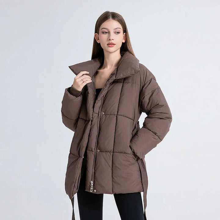 Willow | Women's Belted Quilted Ladies Puffer Jacket Stand Collar Coat