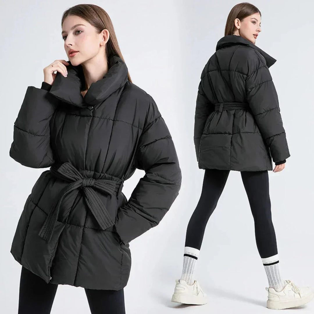 Willow | Women's Belted Quilted Ladies Puffer Jacket Stand Collar Coat