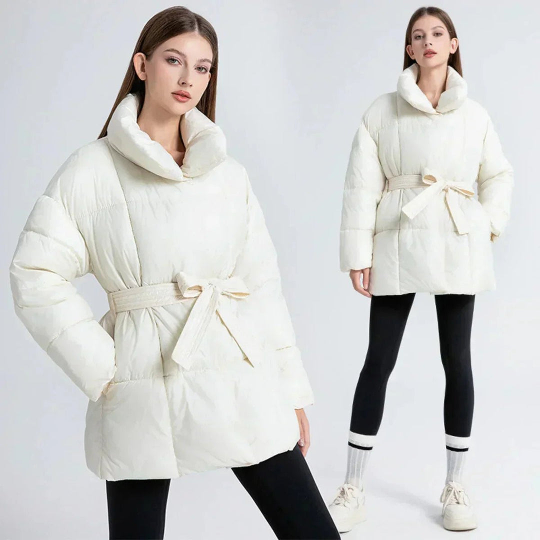 Willow | Women's Belted Quilted Ladies Puffer Jacket Stand Collar Coat