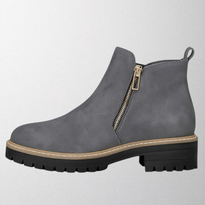 Aria | Women's Black Suede Side-Zip Chunky-Sole Ankle Boots