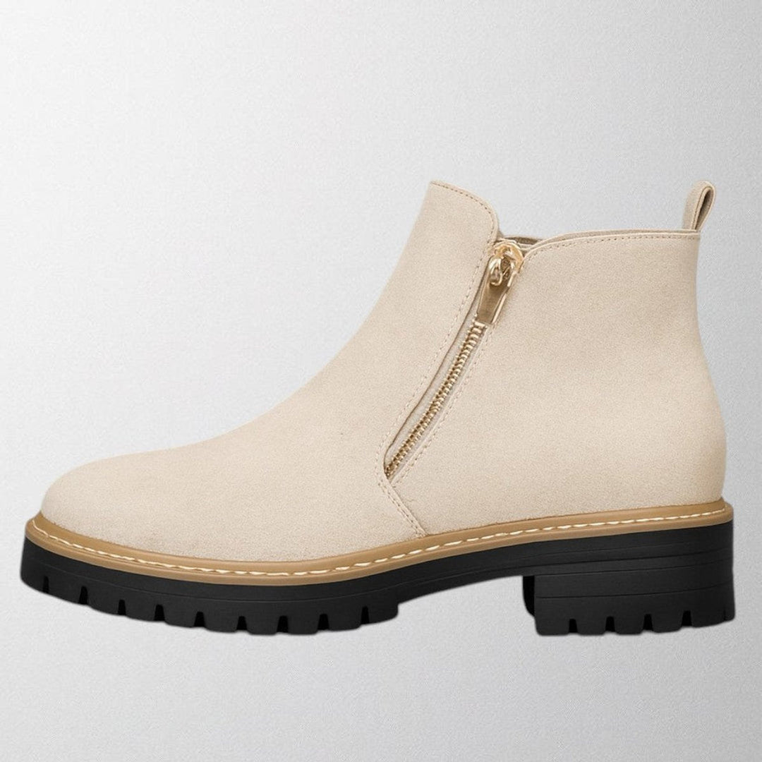 Aria | Women's Black Suede Side-Zip Chunky-Sole Ankle Boots