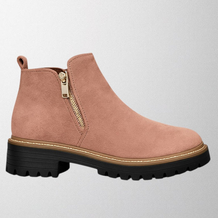 Aria | Women's Black Suede Side-Zip Chunky-Sole Ankle Boots