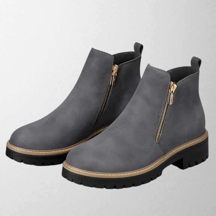 Aria | Women's Black Suede Side-Zip Chunky-Sole Ankle Boots