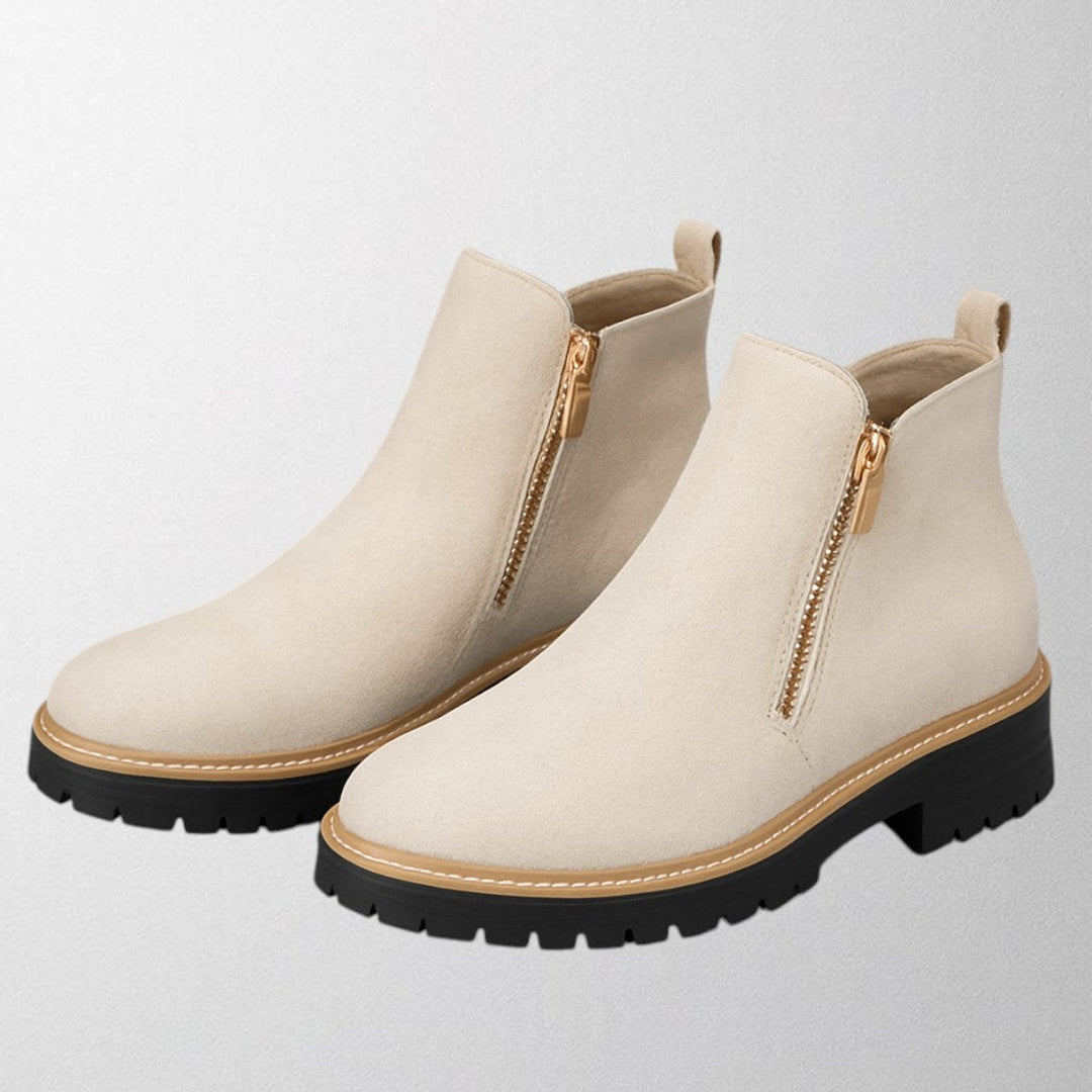 Aria | Women's Black Suede Side-Zip Chunky-Sole Ankle Boots