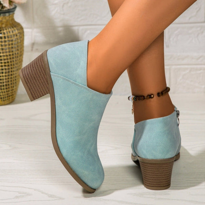 Emily | Women's Block-Heel Ankle Boots Round-Toe Side-Zip Heeled Boots