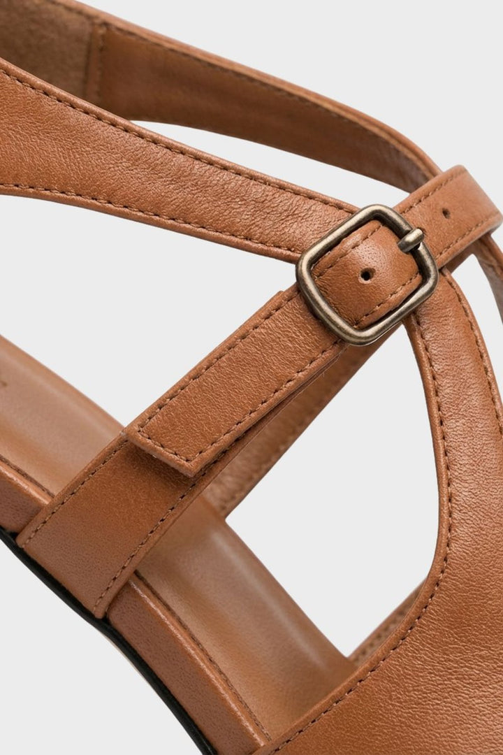 Olivia | Women's Block-Heel Leather Pumps Crossover Strap