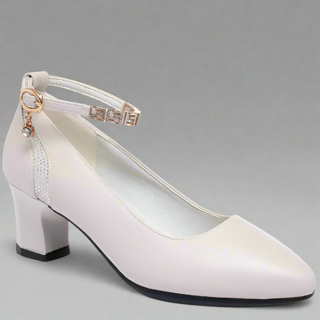 Ella | Women's Block-Heel Pointed-Toe Ankle Strap Pumps
