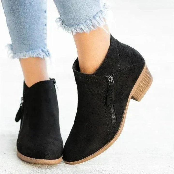 Grace | Women's Block-Heel Suede Side-Zip Heeled Ankle Boots