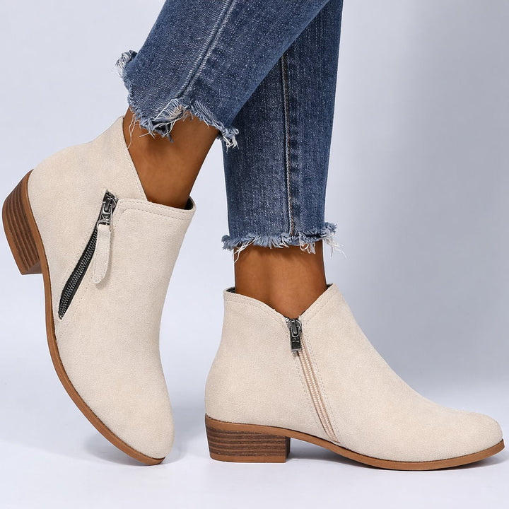 Grace | Women's Block-Heel Suede Side-Zip Heeled Ankle Boots