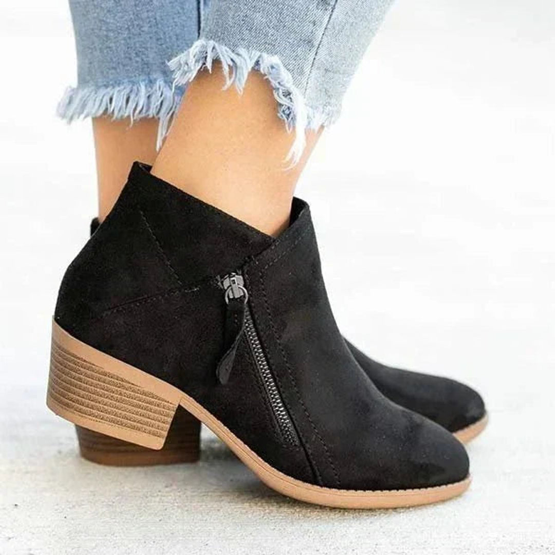 Grace | Women's Block-Heel Suede Side-Zip Heeled Ankle Boots