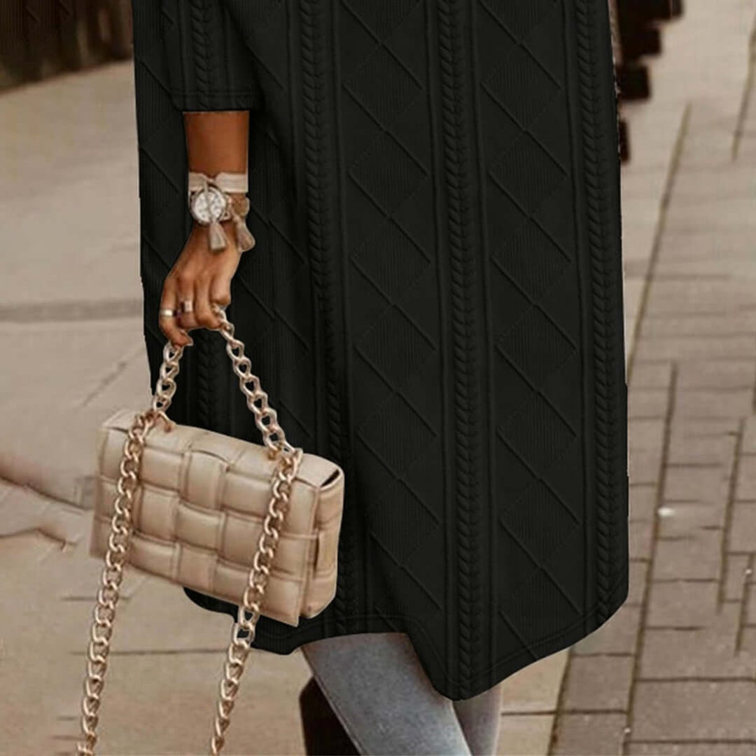 Ivy | Women's Cable-Knit Hooded Long Coat Loose Fit Cardigan