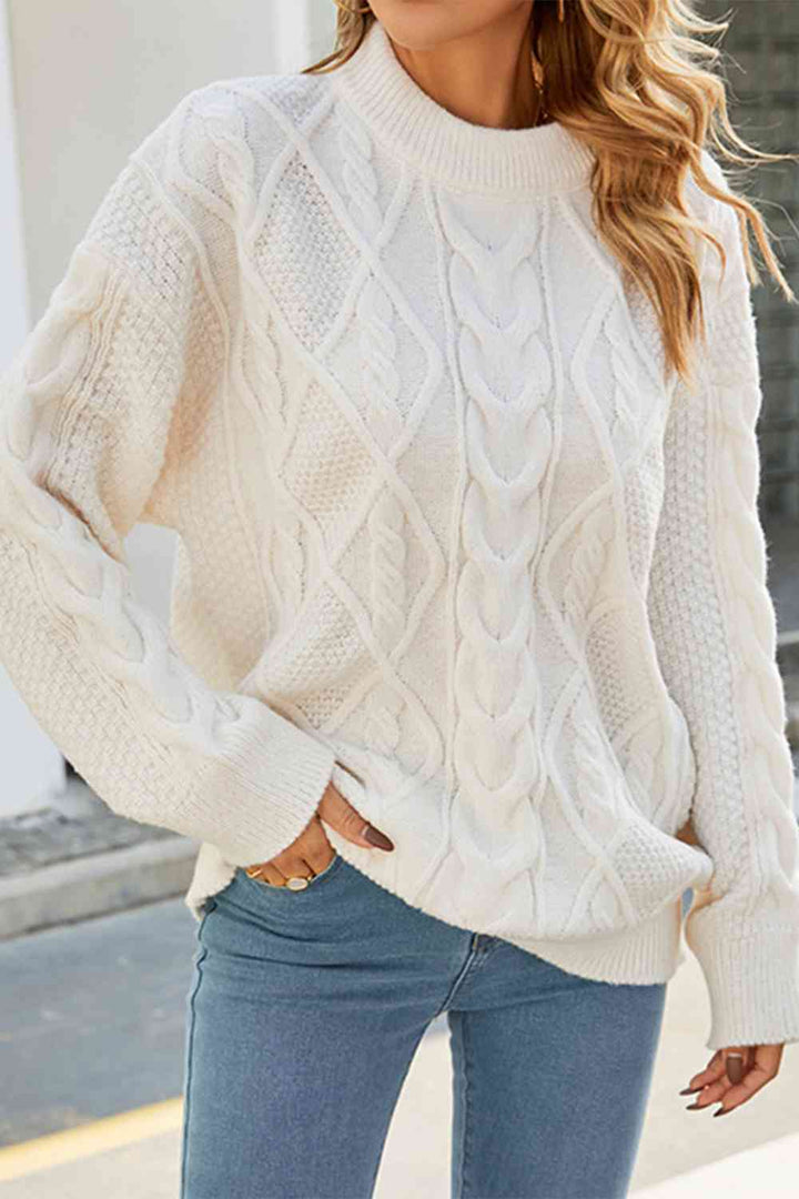Sieglind | Women's Oversized Cable Knit Jumper Stand Collar