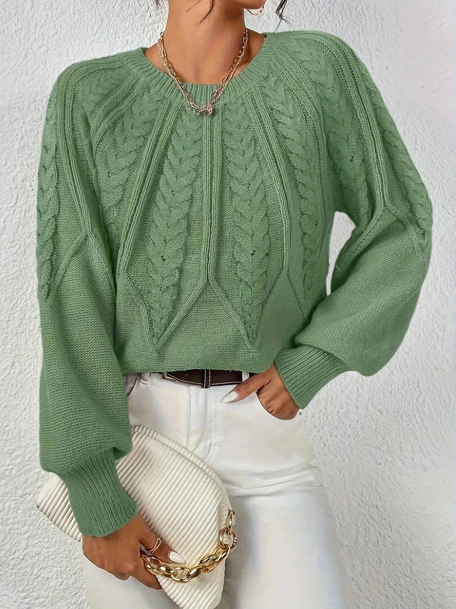Rosie | Women's Cropped Cable Knit Jumper Ribbed Cuffs & Hem