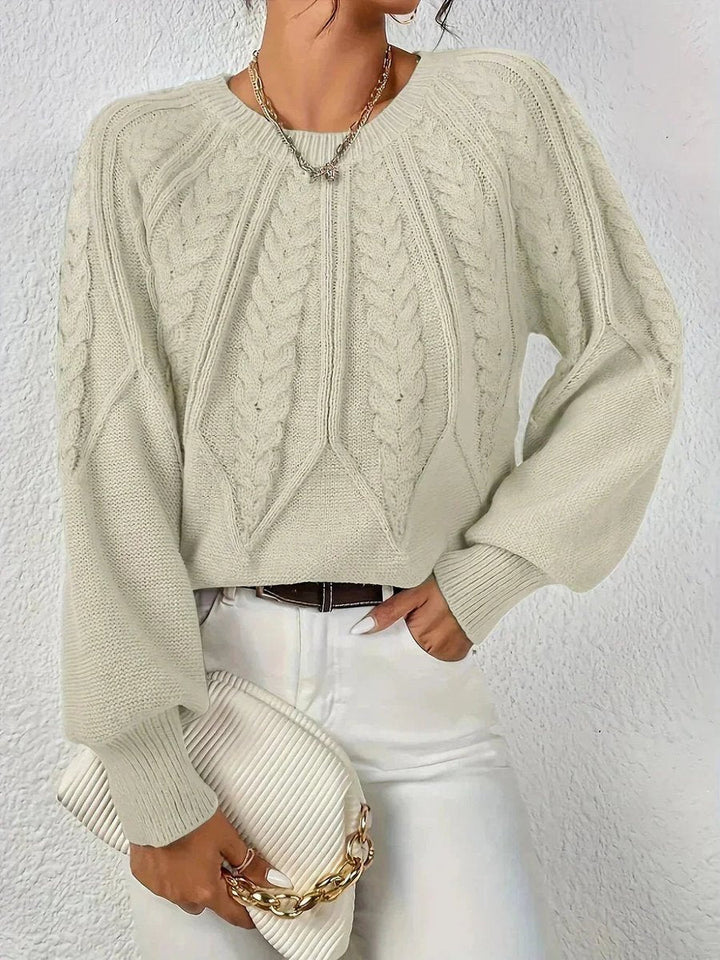 Rosie | Women's Cropped Cable Knit Jumper Ribbed Cuffs & Hem
