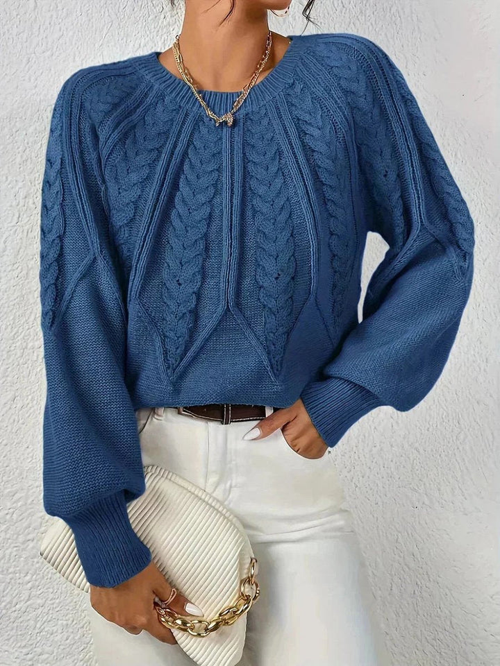 Rosie | Women's Cropped Cable Knit Jumper Ribbed Cuffs & Hem