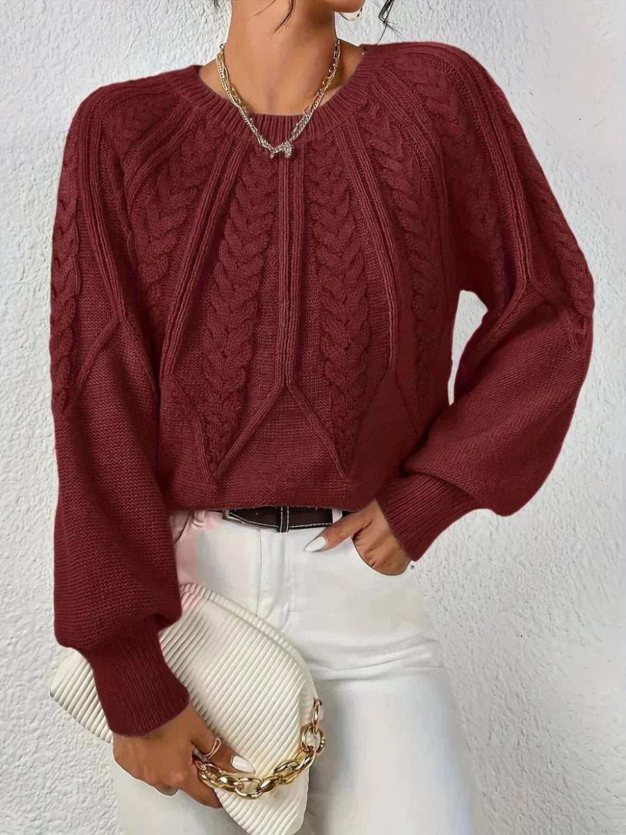 Rosie | Women's Cropped Cable Knit Jumper Ribbed Cuffs & Hem