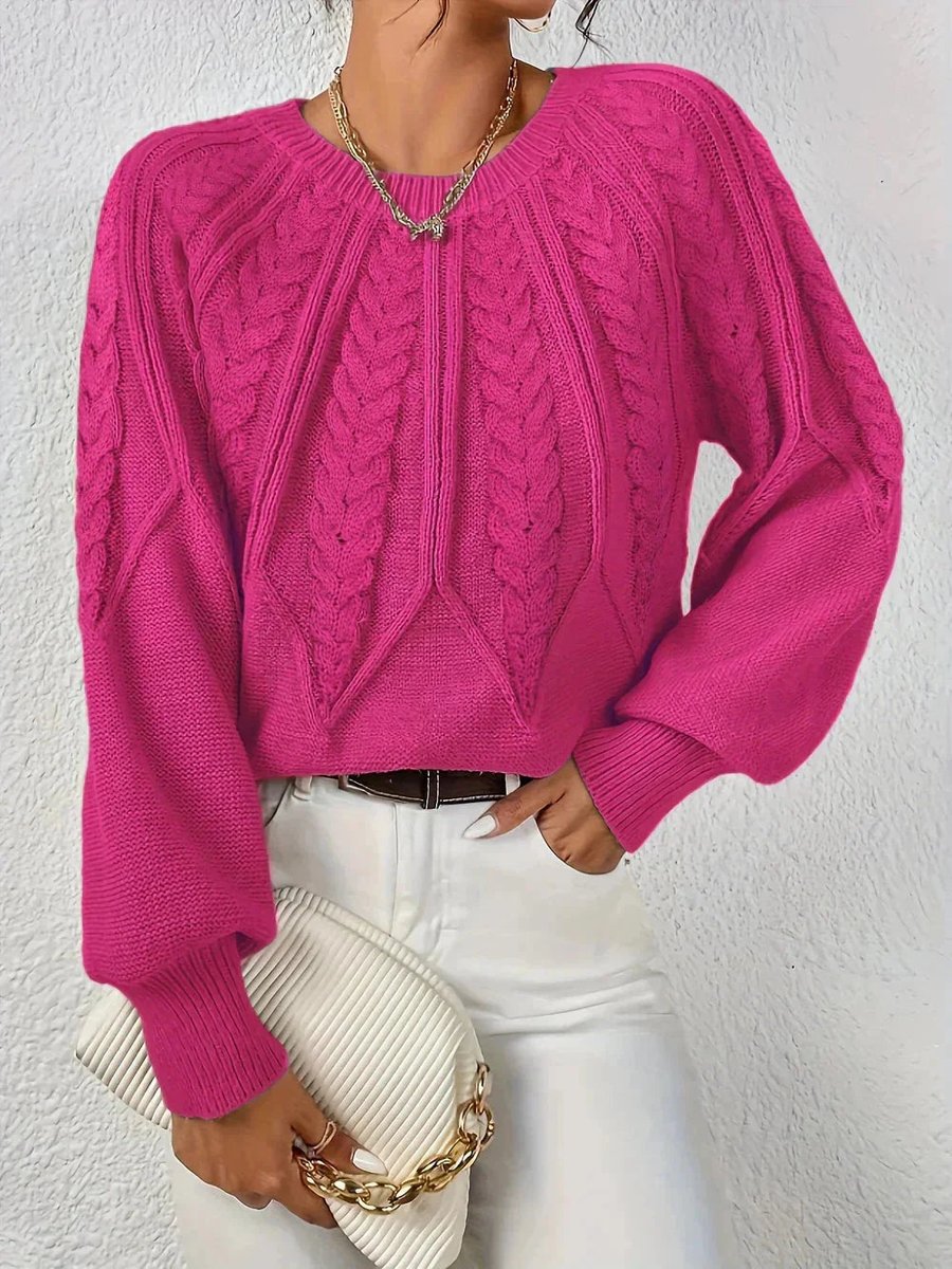 Rosie | Women's Cropped Cable Knit Jumper Ribbed Cuffs & Hem
