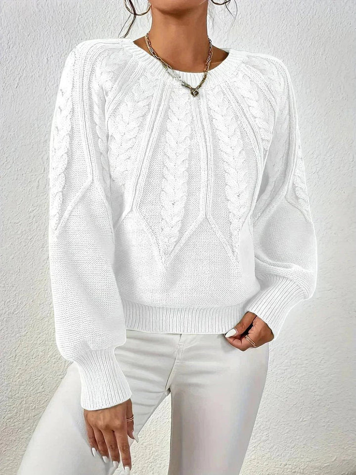 Rosie | Women's Cropped Cable Knit Jumper Ribbed Cuffs & Hem