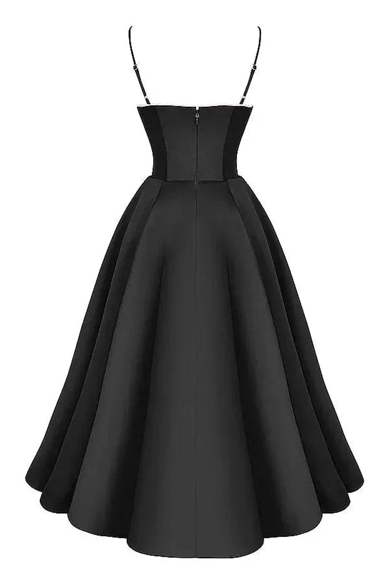 Grace | Women's Christmas Party Dress Black Satin Corset Midi Tulle Hem