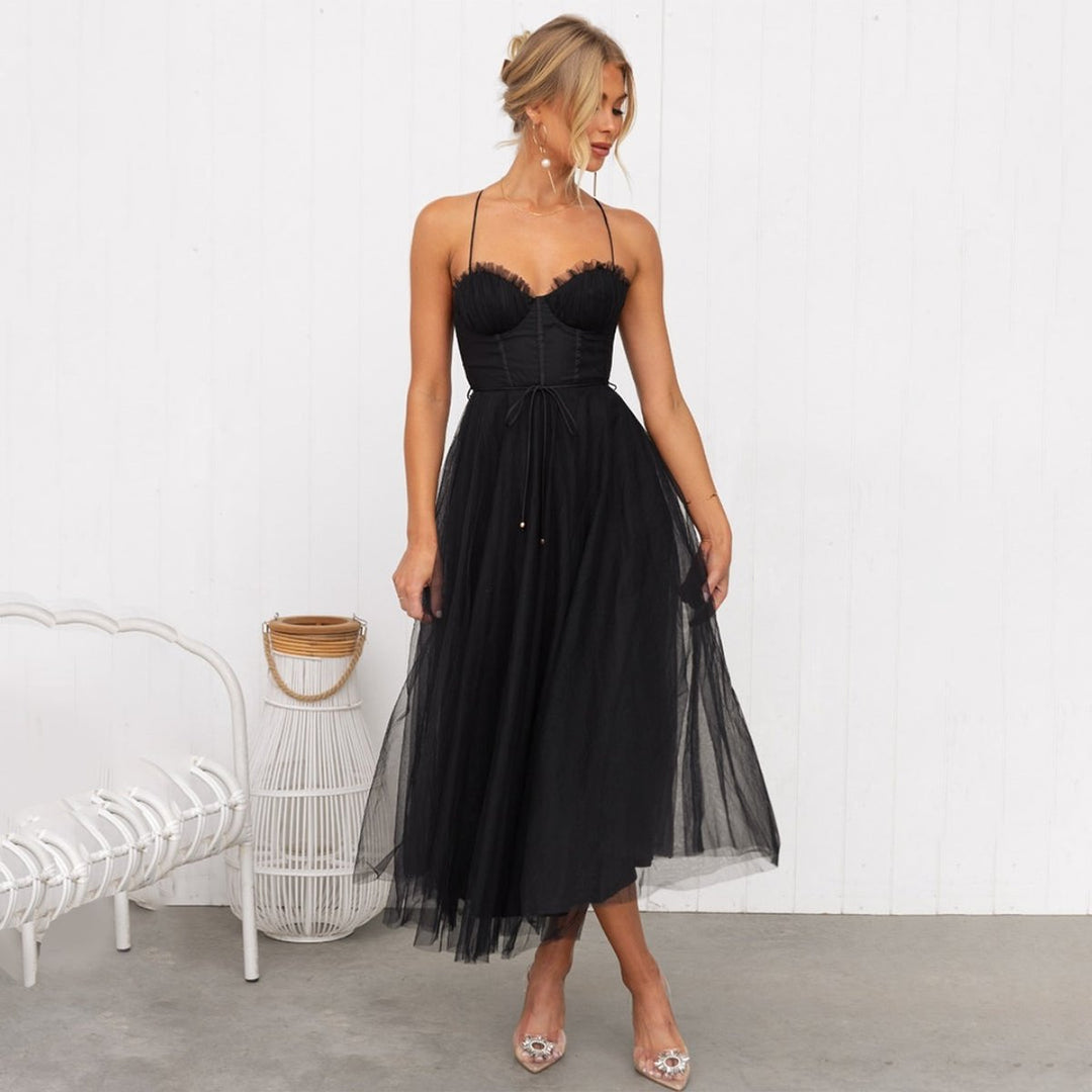 Amelia | Women's Christmas Party Dress Corset Bustier Tulle Midi Skirt