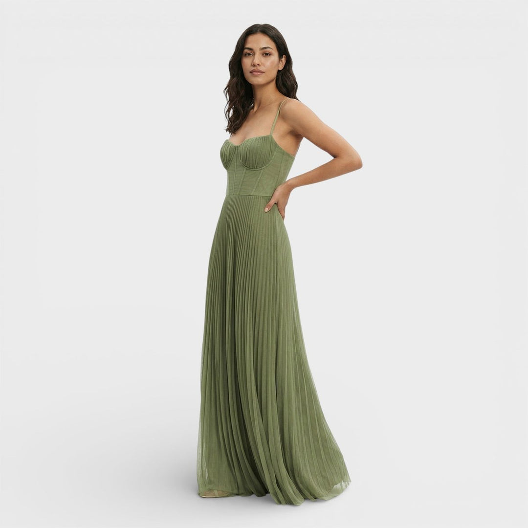 Sophie | Women's Christmas Party Dress Pleated Corset Bodice Maxi Gown